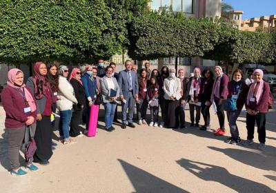 A delegation from Al-Wadi Schools in Mansoura visited the awareness campaign held at the Faculty of Pharmacy